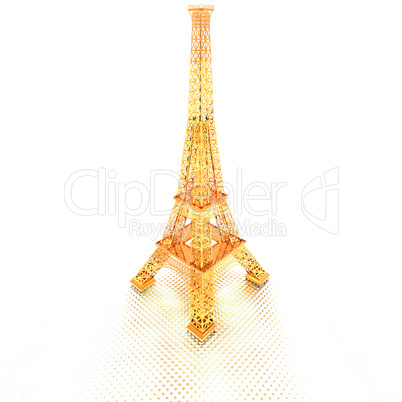 golden Eiffel Tower in Paris on dotted background