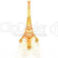 golden Eiffel Tower in Paris on dotted background