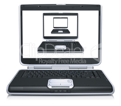 3d model of the laptops on laptop screen isolated on a white