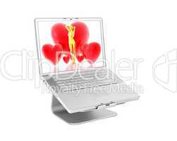 Laptop with 3d hearts