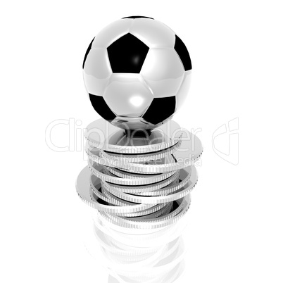 3d Soccer ball on golden coins
