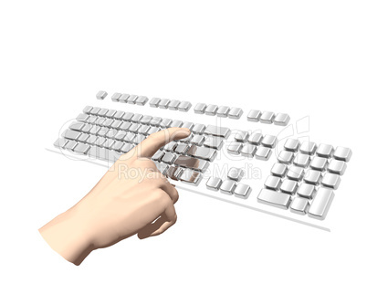 finger pushing key on keyboard