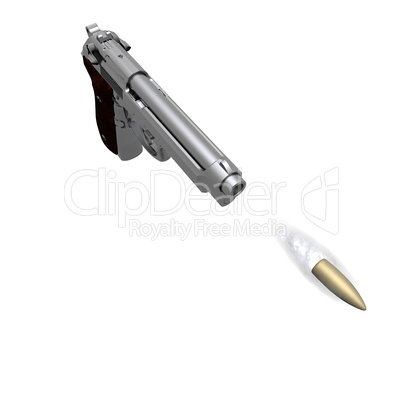 Closeup of pistol isolated on a white