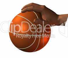 3d hand with basket ball isolated on a white