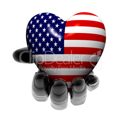 heart with US flag texture isolated on a white