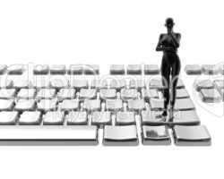 naked women on keyboard isolated on a white
