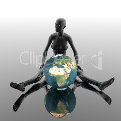 3D naked girl with earth