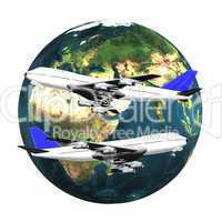 airliner with earth