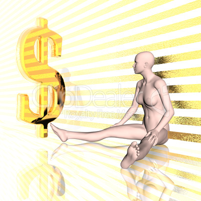 3d girl and us dollar sign
