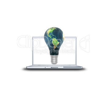 3D lamp earth textured on laptop screen