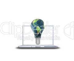 3D lamp earth textured on laptop screen