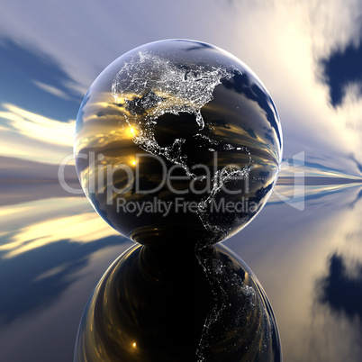 earth model with reflection on the background