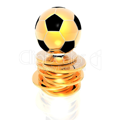 3d Soccer ball on golden coins