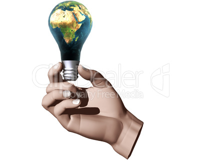 3D lamp earth textured in 3D hand