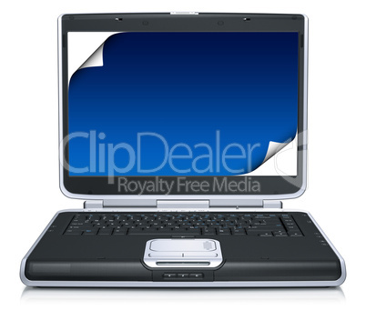 3d model of the laptop with creative curling screen isolated on