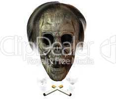 3D skull with cigarette