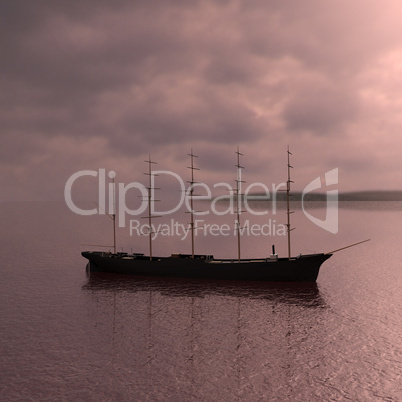 Sailing vessel in the sea