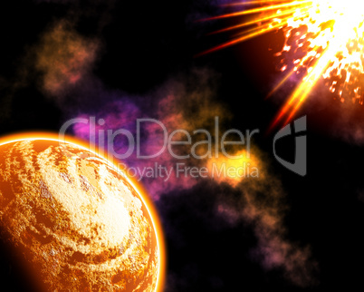moon vs sun abstract space background