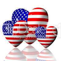 heart with US flag texture isolated on a white