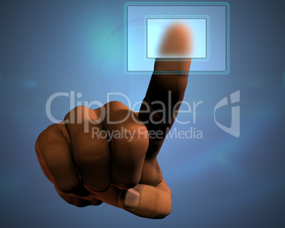 3D hand pushing transparent button