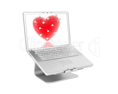 Laptop with 3d hearts