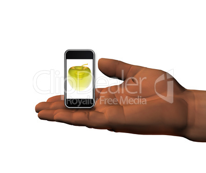 mobile phone on 3D hand