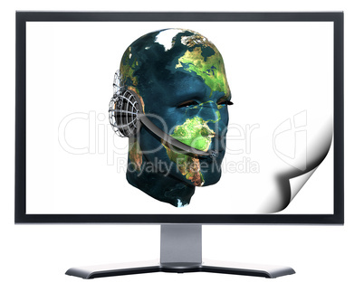 monitor with 3d head background