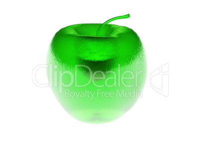 3D transparent green apple