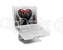 Laptop with black heart