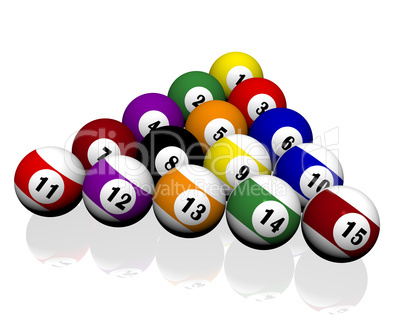 fifteen pool billiard balls