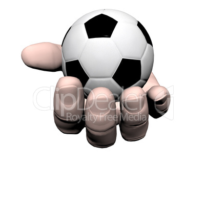 3d Soccer ball in hands isolated on a white