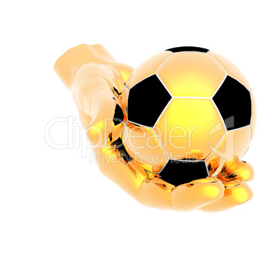 3d Soccer ball in hands isolated on a white