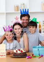 Happy Mother celebrating her birthday with her family