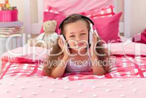 Little girl listening music