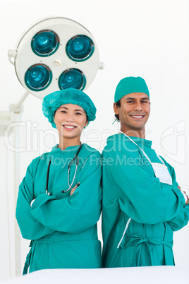 Two doctors wearing surgical gown