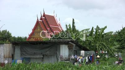 Shack With Temple In Background