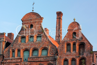 Giebel mittelalterlicher Häuser in Lüneburg