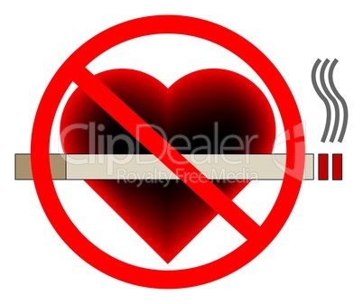 Illustration of a no smoking sign with a heart in background