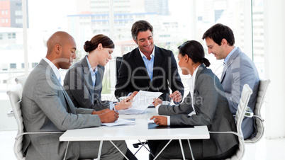 Multi-thnic business team discussing a new strategy