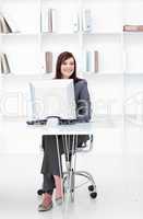 High angle of a young businesswoman working at a computer