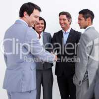 Business people greeting each other