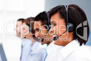 Customer service agents with headset on