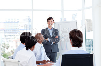 Confident businesswoman doing a presentation