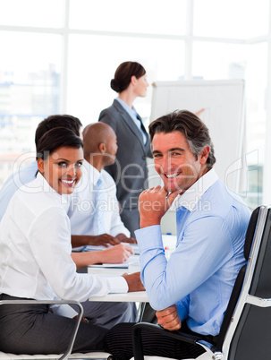 A diverse business group at a meeting