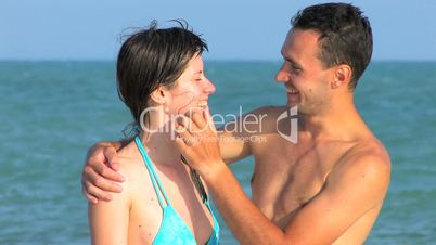 HD portrait of a young couple at sea