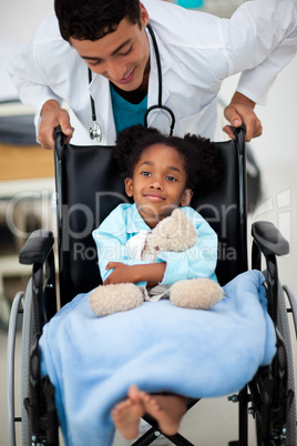 Young child being cared for by a doctor