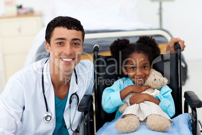 Doctor helping a sick child