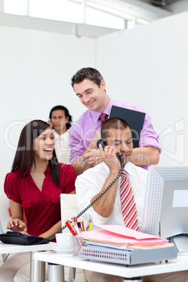 Portrait of a diverse business team working together