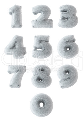 Numbers sewn from santa fur with clipping path