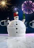 Funny snowman is celebrating